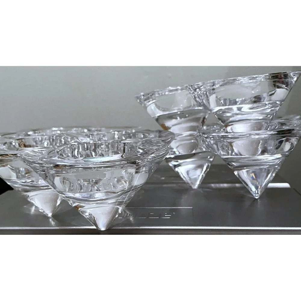 Swedish Design 3pc Console Set Crystal Glass Icicle 3, 6 cup Candle Holders READ